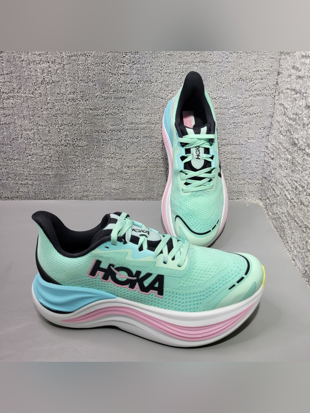 Hoka One One Mint Green Pink Blue Women's Sneakers - Picture 12 of 13